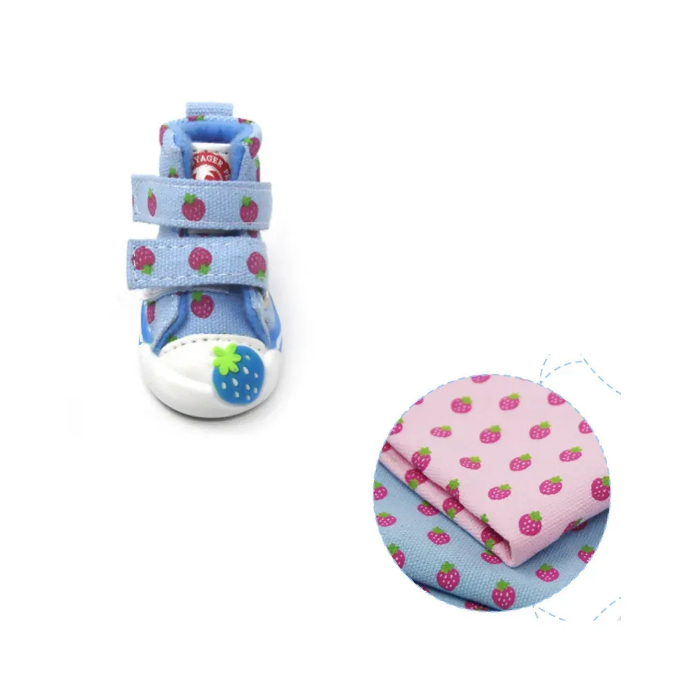 "4pcs waterproof dog shoes for small breeds like poodles and bichons."