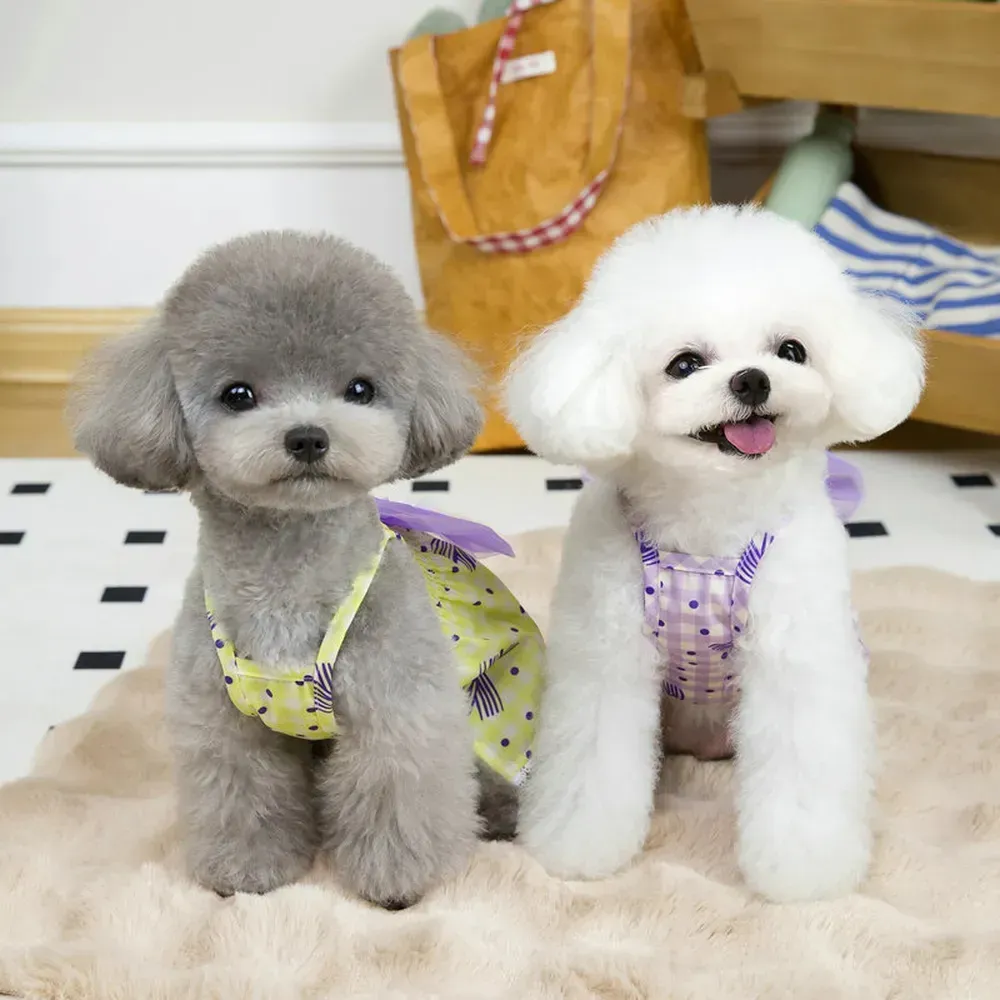 "Purple wedding dog dress with tank top design – comfortable, elegant, and made for festive occasions."