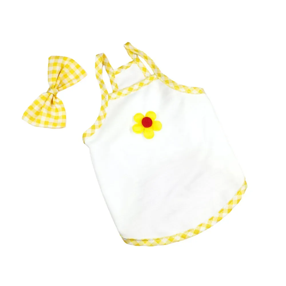 "Plaid bow tie pet dress, perfect for small dogs and cats looking for a stylish outfit."