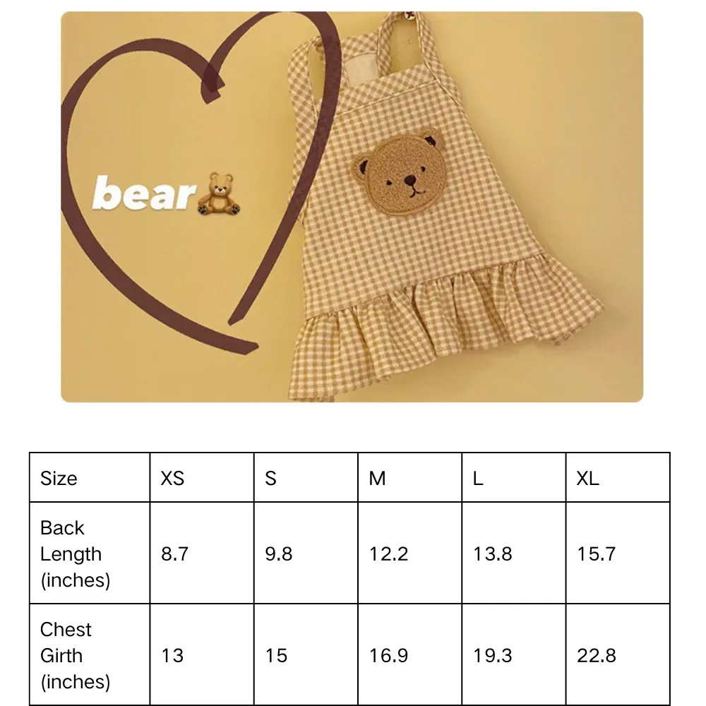 dog clothes dresses (3) "Adorable bear print pet clothing with breathable fabric for daily wear."