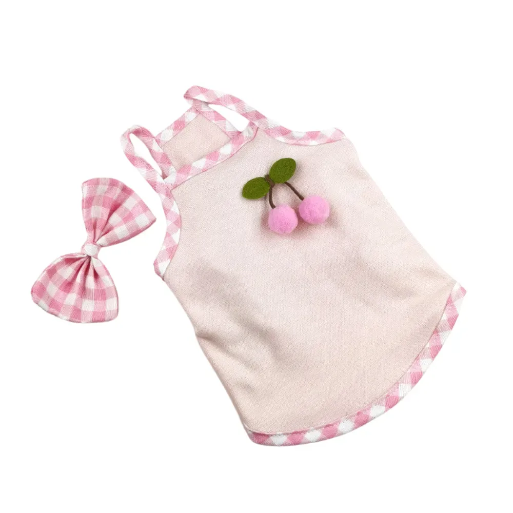 "Classic plaid pattern with bow tie for a cute and fashionable pet dress."