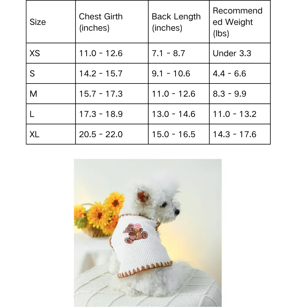 dog vest (10) "Cute ice cream bear pet vest for small and medium dogs and cats."