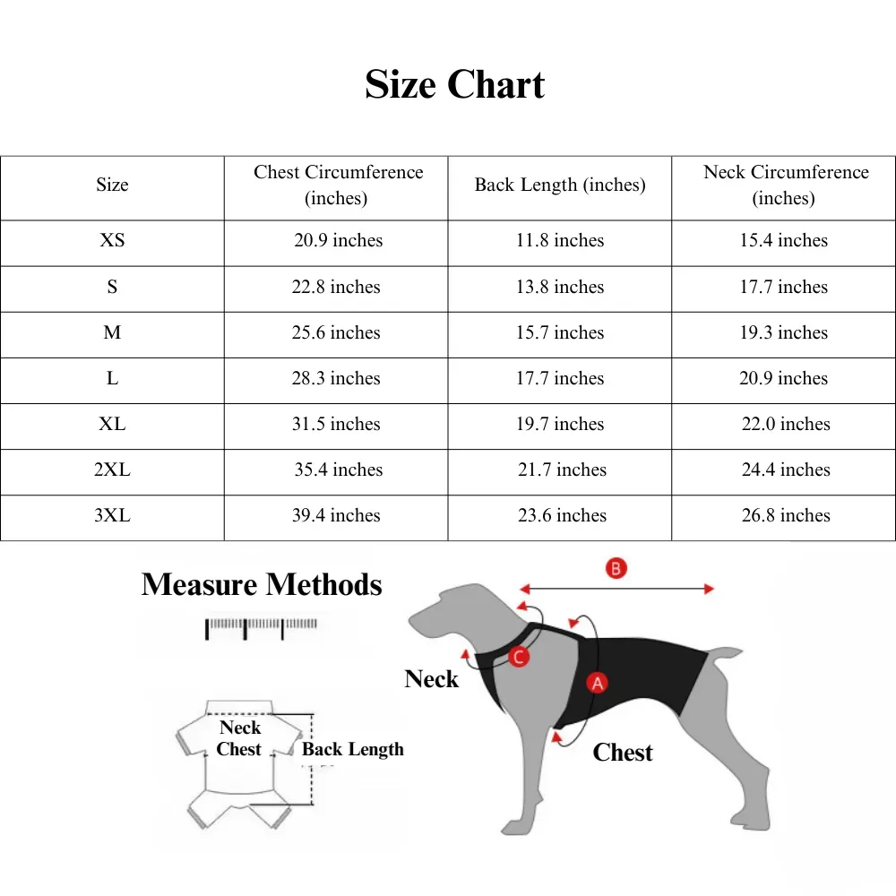 dog suit size dog suit size