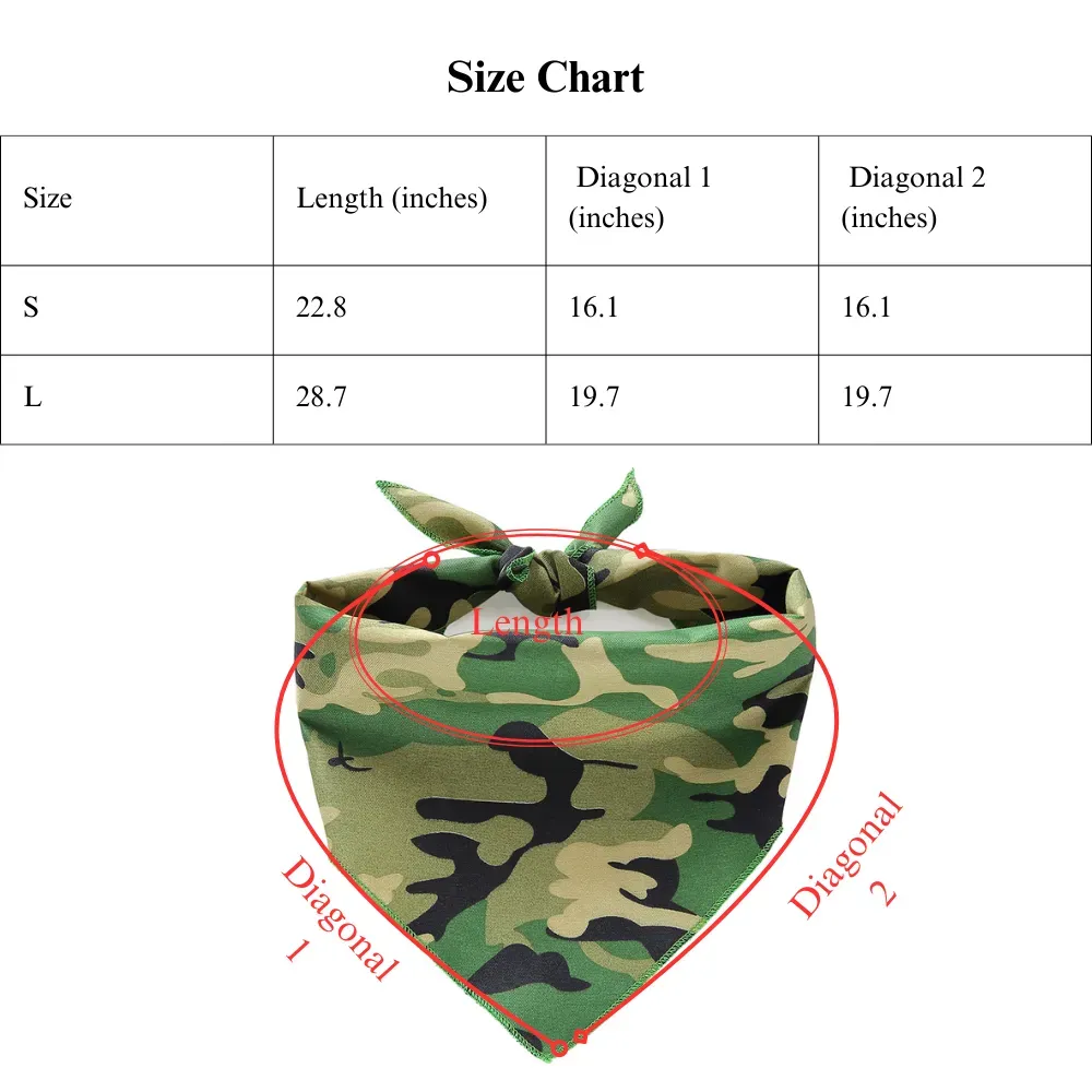 Polyester Triangle Camouflage Bandanas for Dogs