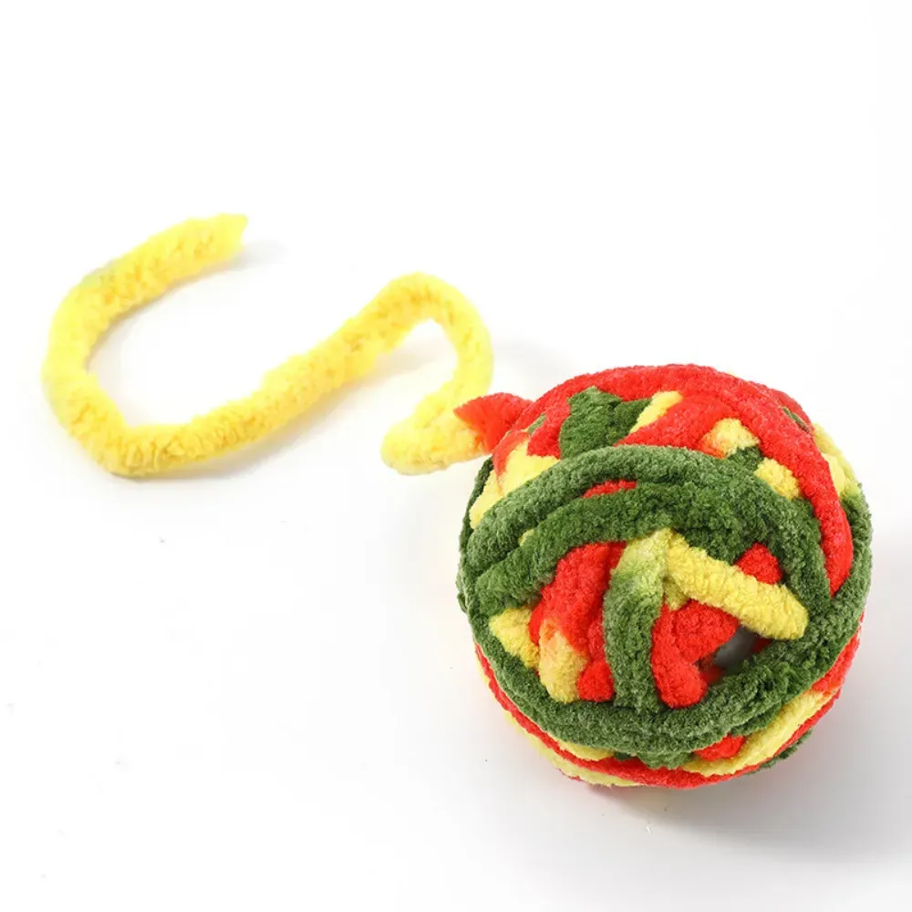 Durable Plush Bell Cat Toy Ball Interactive Yarn Toy