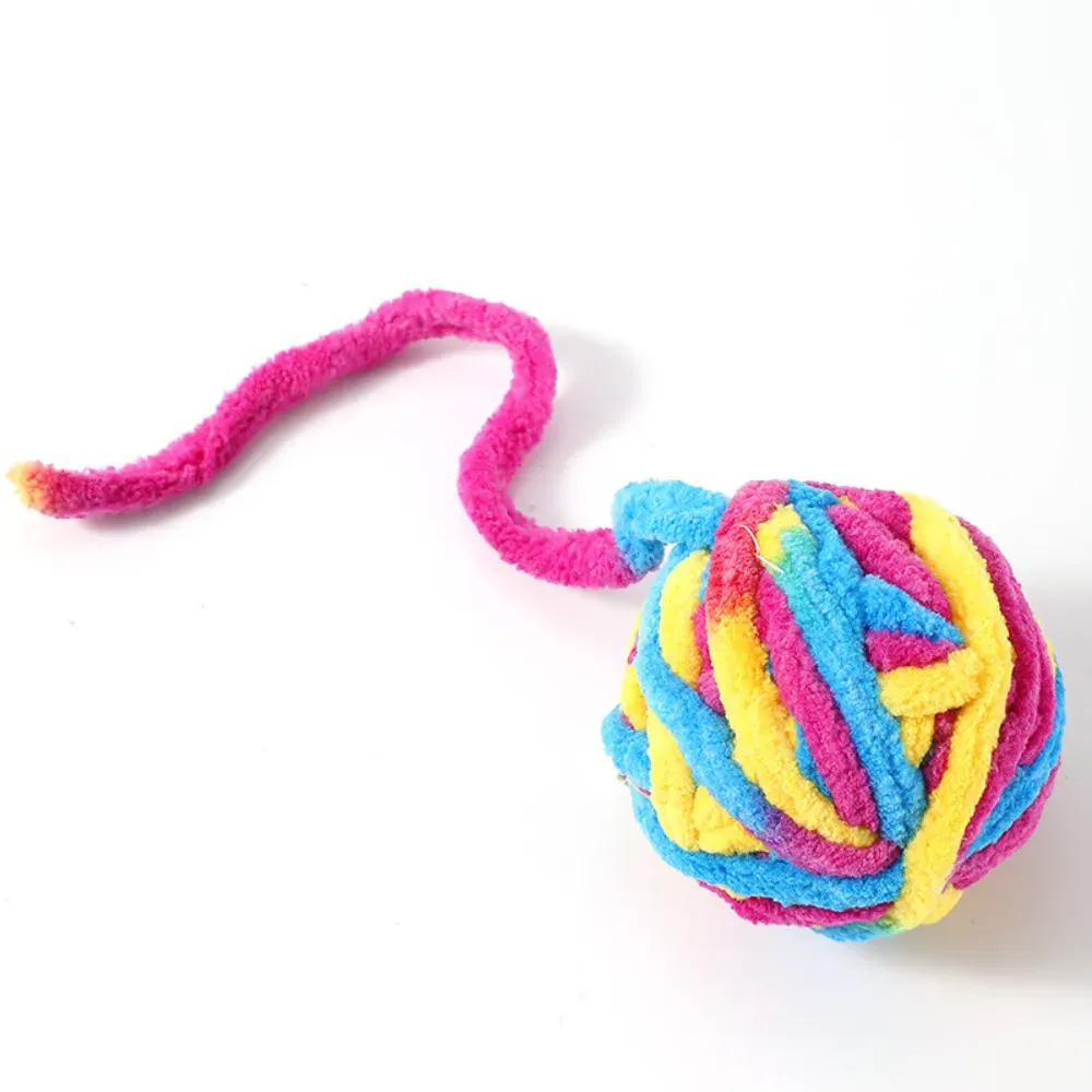 Durable Plush Bell Cat Toy Ball Interactive Yarn Toy