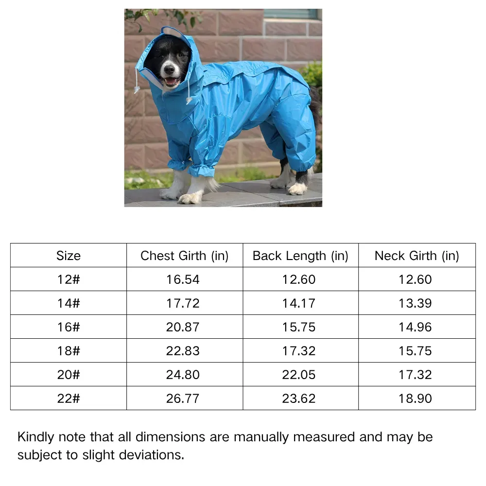 Dog Raincoat size