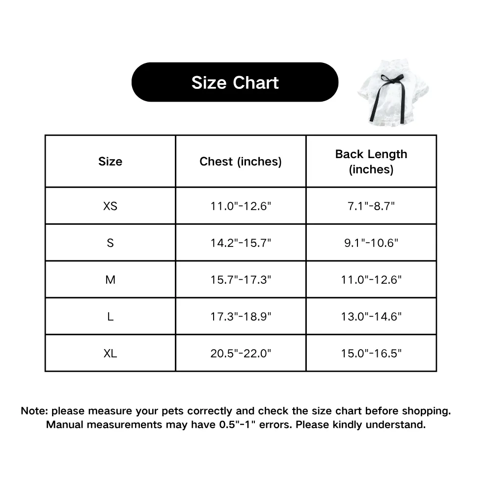 Peal Decor Ruffle Collar Princess Breathable Pullover for Birthday Party Wedding Puppy Tank Top Tee (White, Medium)