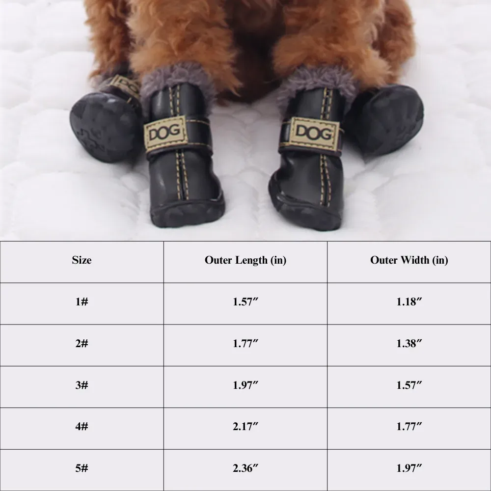 Winter Plush Lining Dog Boots For Small Breeds