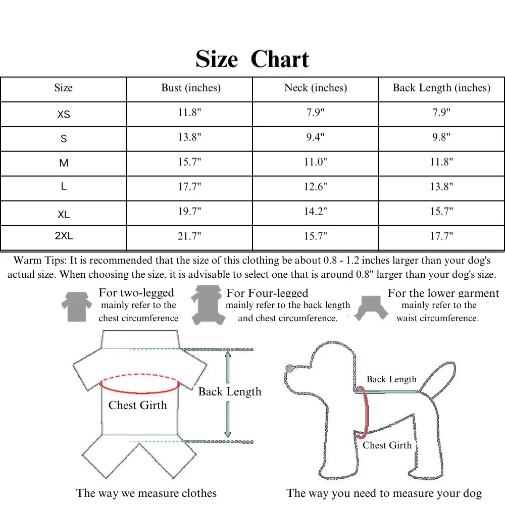 Dog Sweater size Dog Sweater size