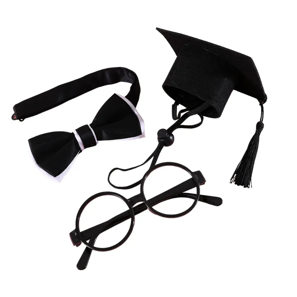 Pet Cosplay Graduation Outfit Three-Piece Costume Set