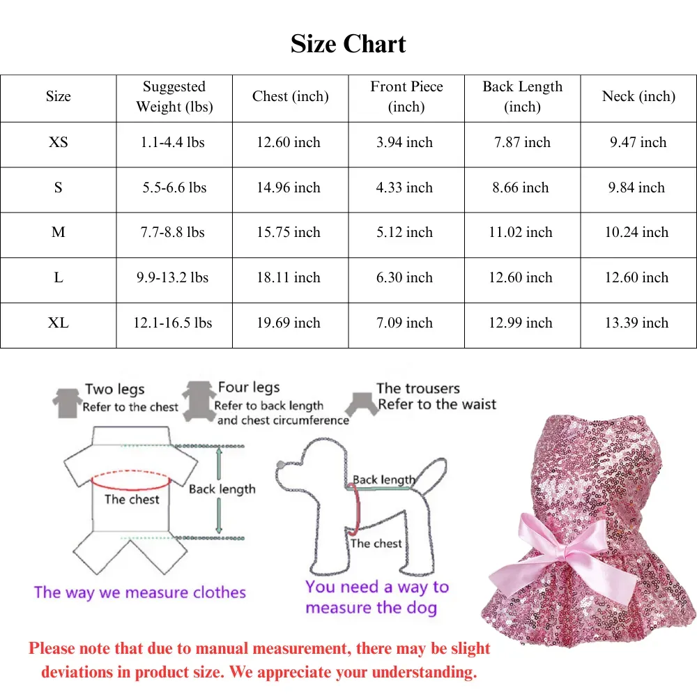 Pink Color Sequin Dog and Cat Dress Wedding Gown