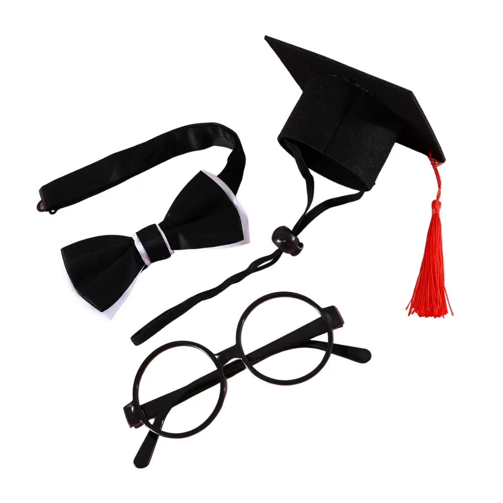 Pet Cosplay Graduation Outfit Three-Piece Costume Set