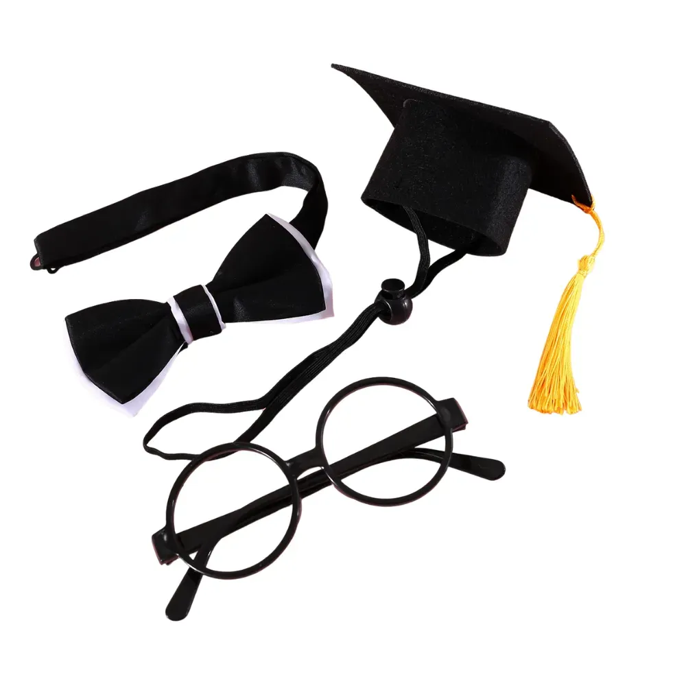 Pet Cosplay Graduation Outfit Three-Piece Costume Set