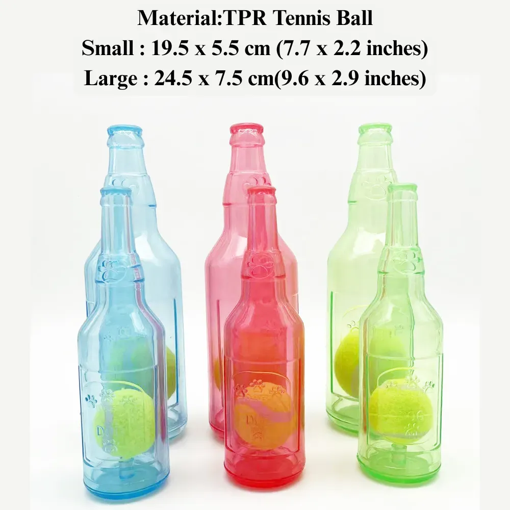 Pet Interactive Toy Squeaky Bottle Rubber Chew Teething Floating Ball
