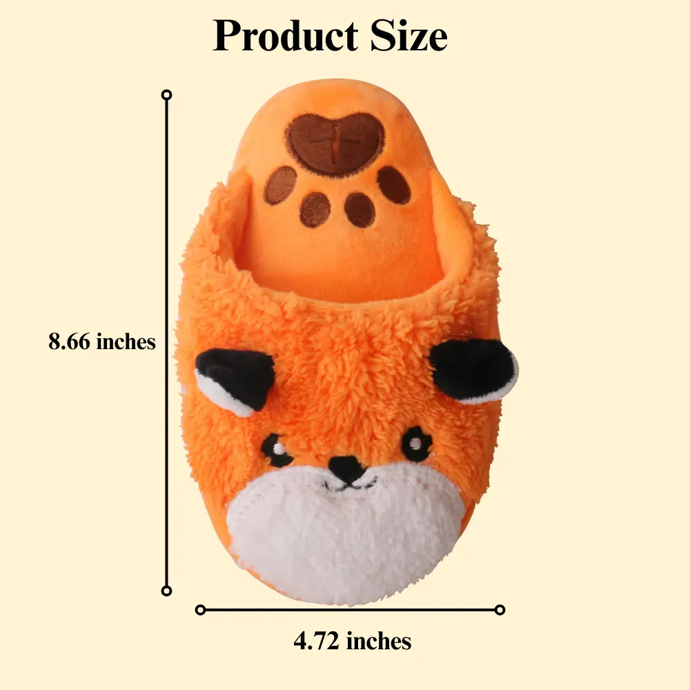 Fox Slipper Dog Toy with Squeaker and Food Dispenser