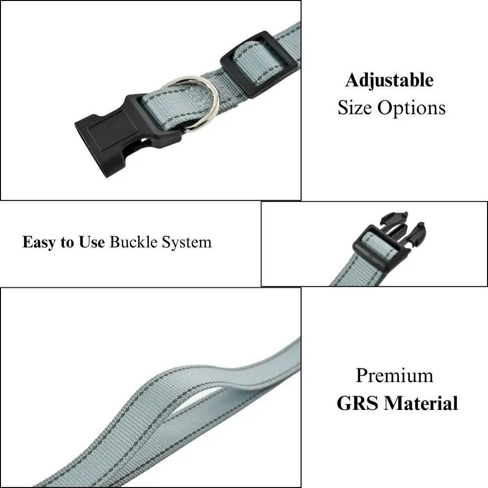Adjustable Dog Collar EcoFriendly GRS Material Adjustable Grey Dog Collar