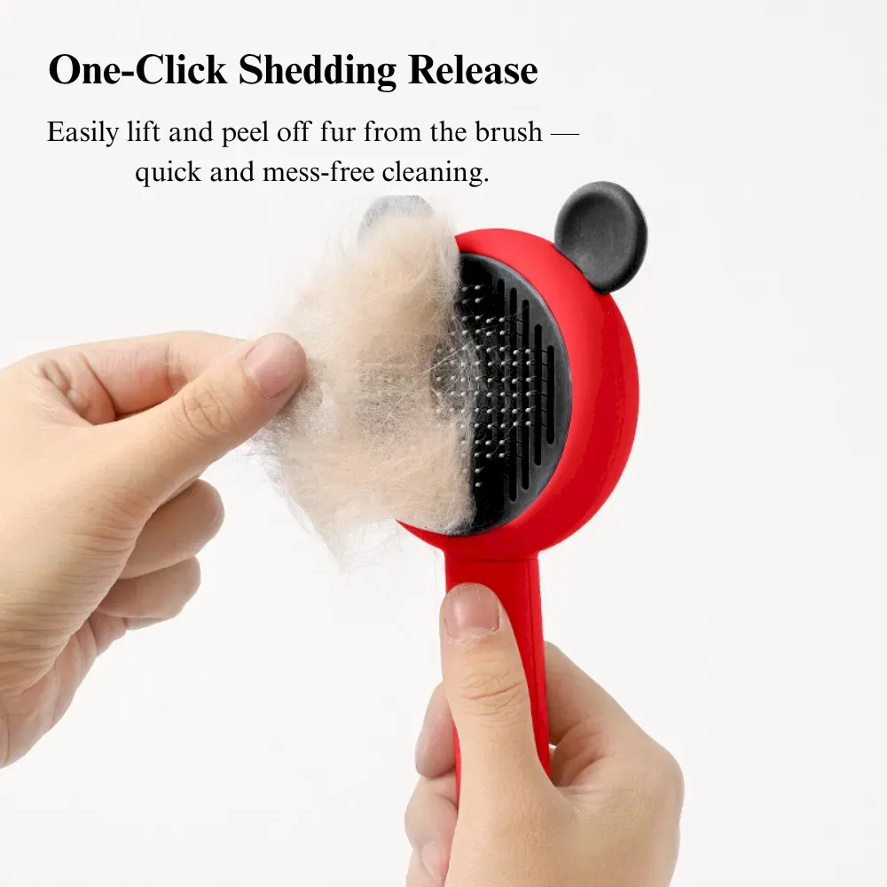 soft bristle cat brush Self Cleaning Pet Grooming Brush with Stainless Steel Bristles