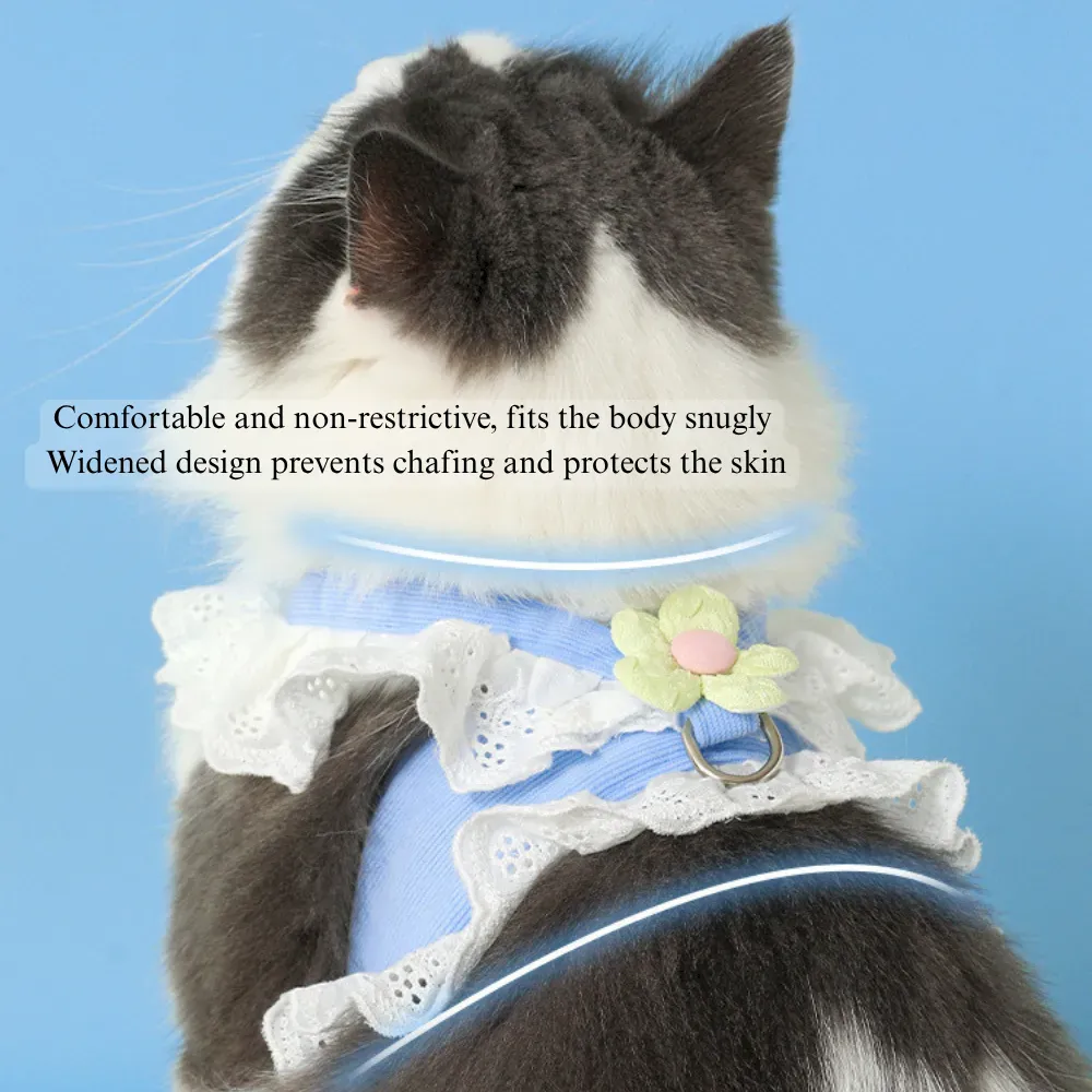hook and loop harness Breathable Pet Harness and Leash Set for Cats