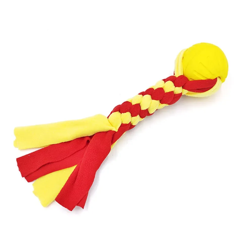 Colorful Woven Polyester Dog Training Chew Toy Ball