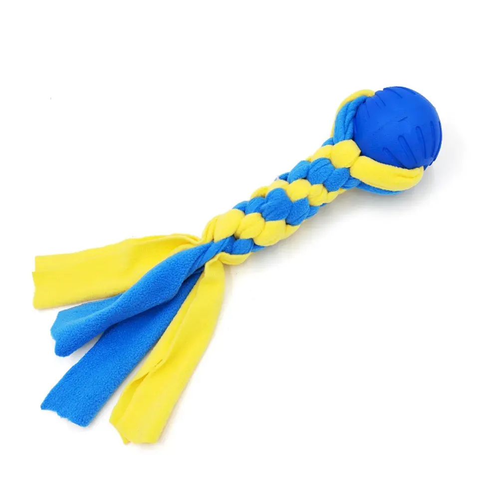Colorful Woven Polyester Dog Training Chew Toy Ball