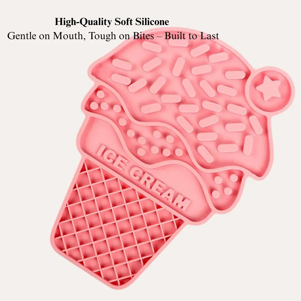Ice Cream Shaped Silicone Dog Lick Mat for Slow Feeding Training