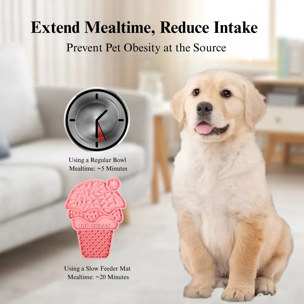 Ice Cream Shaped Silicone Dog Lick Mat for Slow Feeding Training