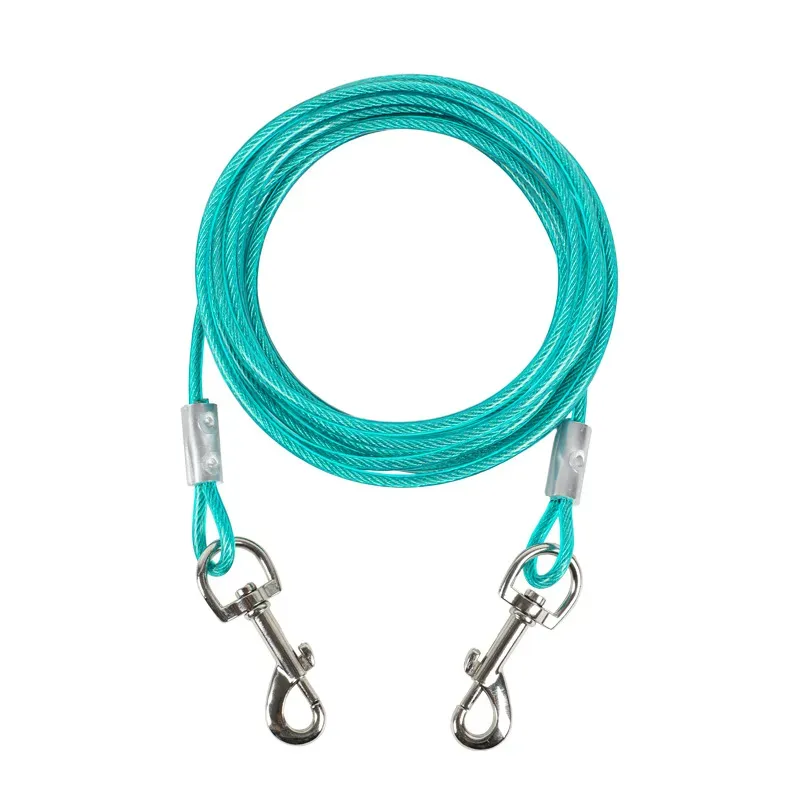 Dual Head Design Heavy Duty Steel Wire Dog Tie Out Leash, 0.1 Thickness