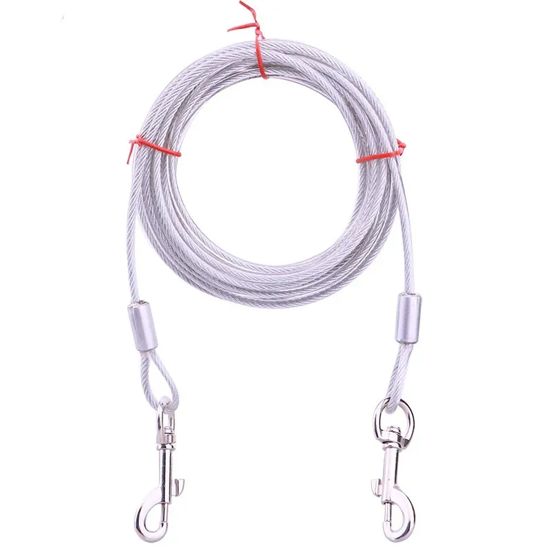 Dual Head Design Heavy Duty Steel Wire Dog Tie Out Leash, 0.1 Thickness