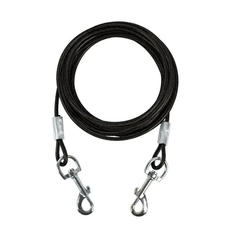 Dual Head Design Heavy Duty Steel Wire Dog Tie Out Leash, 0.1 Thickness