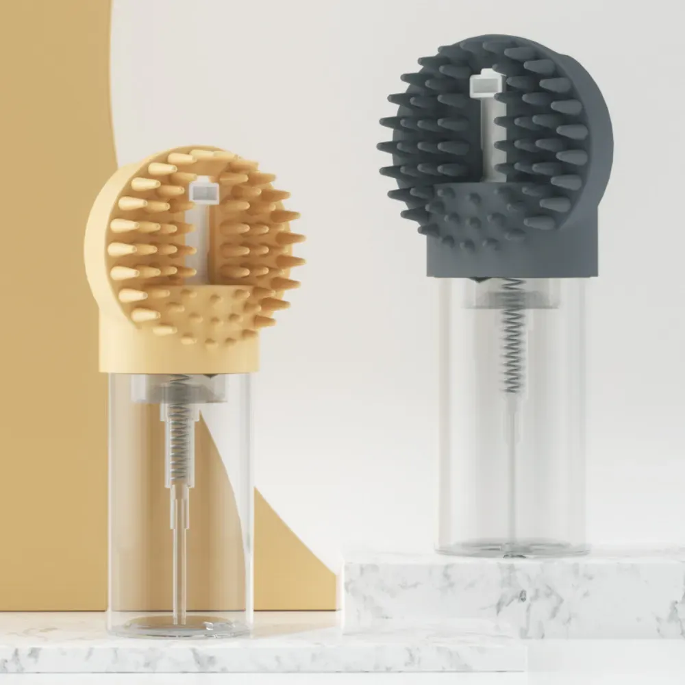 shampoo dispenser brush Silicone Pet Bath Brush Foam Dispenser Grooming Massage Tool