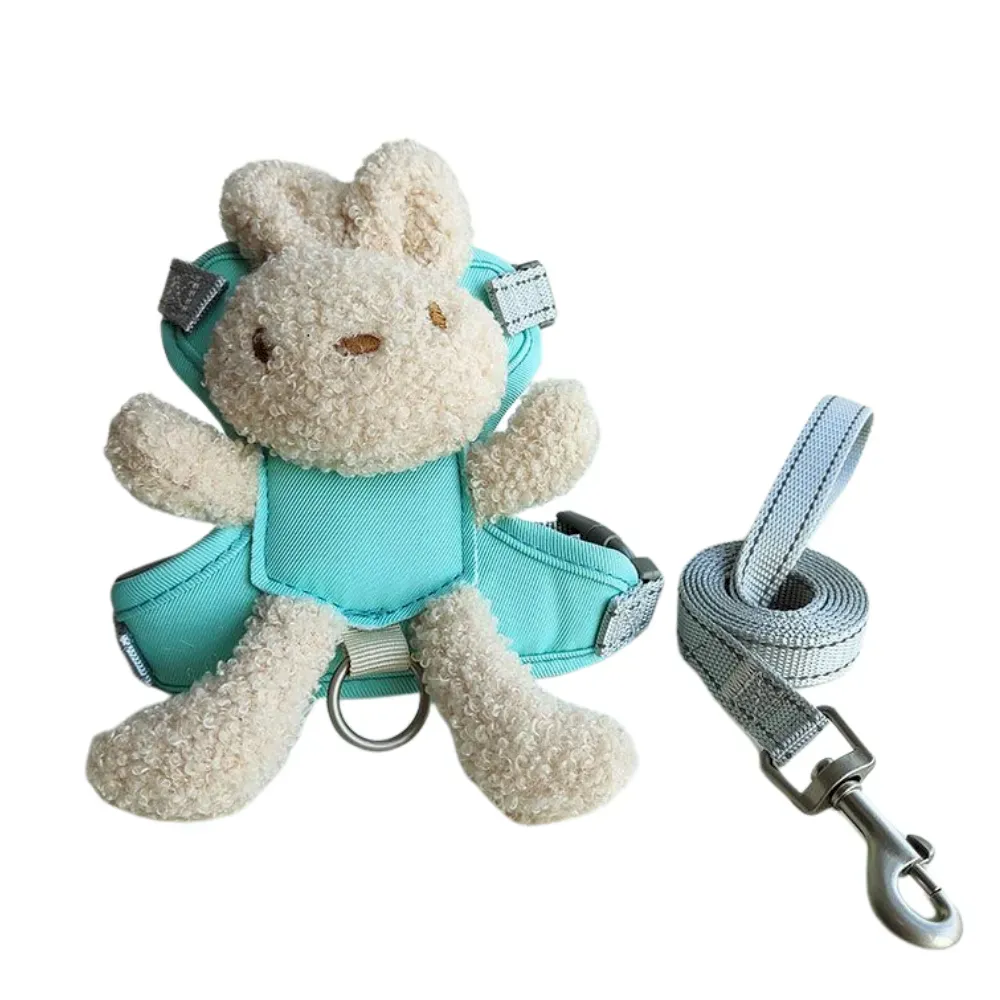 small dog leash set Cute Bunny Plush Dog Harness Vest with Leash for Small Breeds