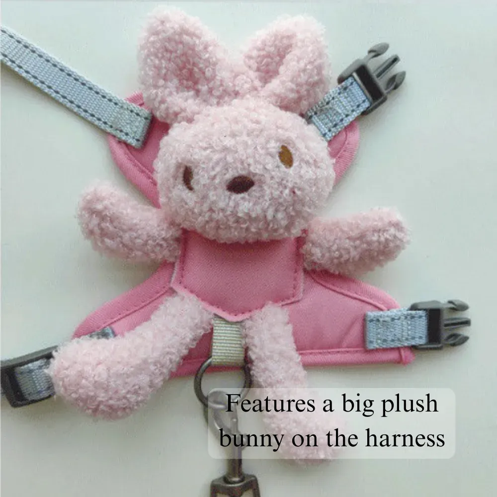 soft cat harness Cute Bunny Plush Dog Harness Vest with Leash for Small Breeds