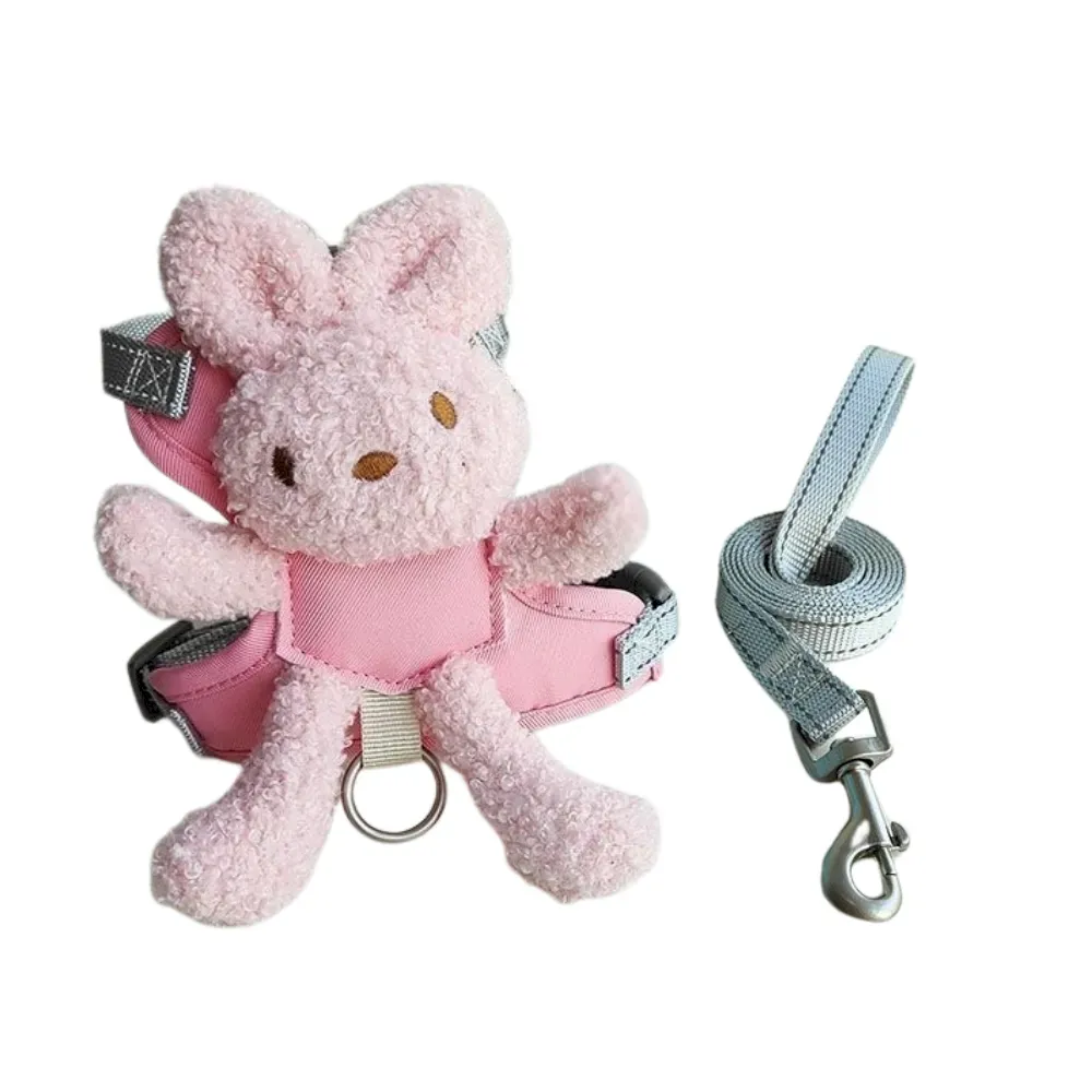 plush pet harness Cute Bunny Plush Dog Harness Vest with Leash for Small Breeds