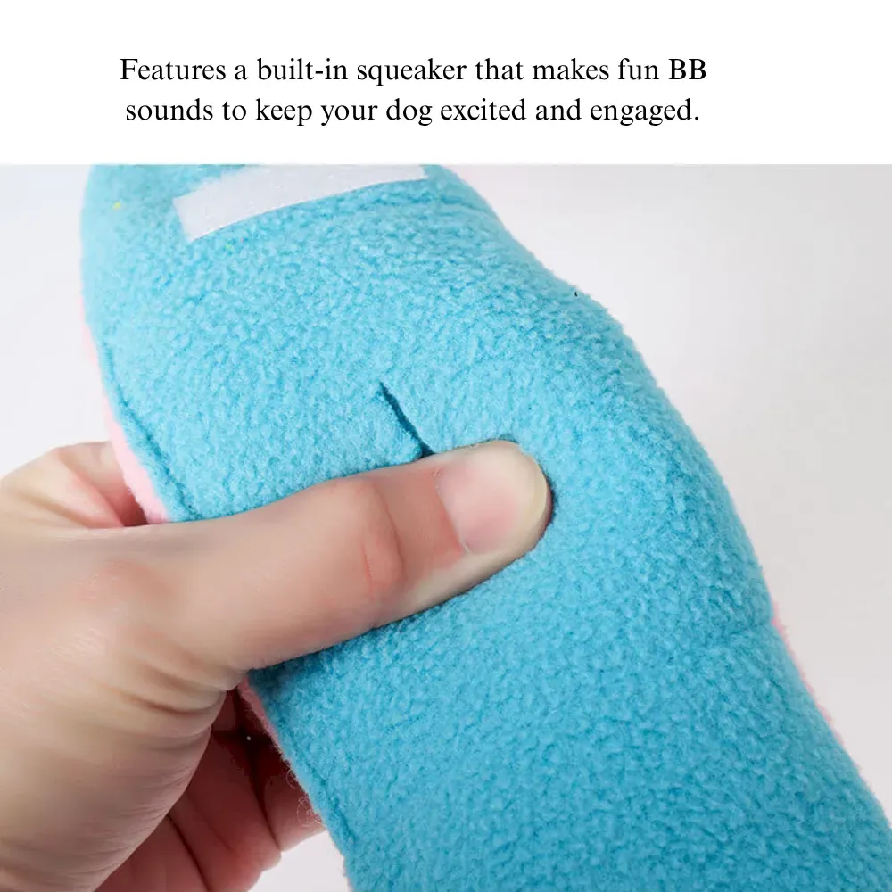 Interactive Dumbbell Shaped Dog Toy with Squeaker and Treat Holder