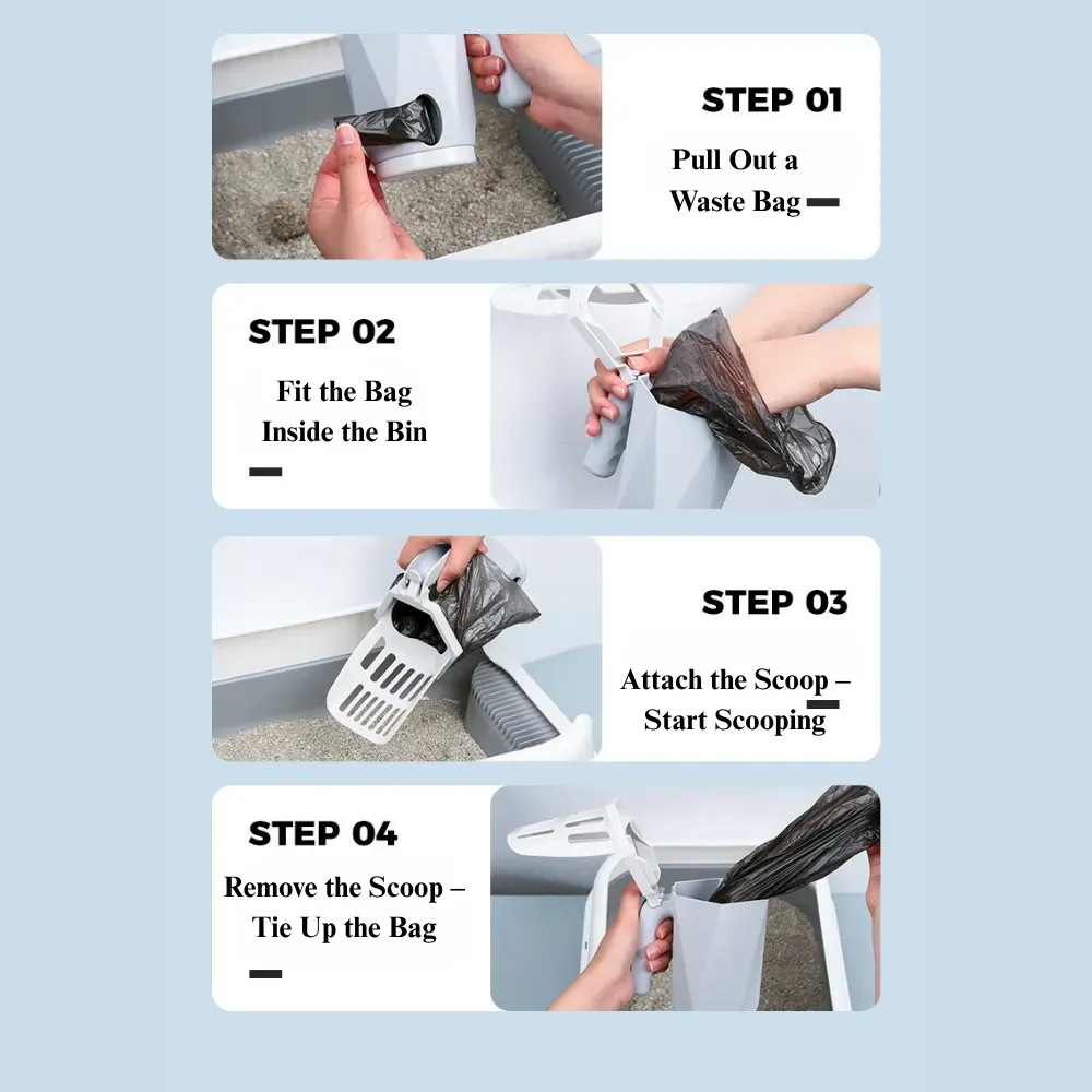 All in One Cat Litter Scoop Set with Removable Waste Container