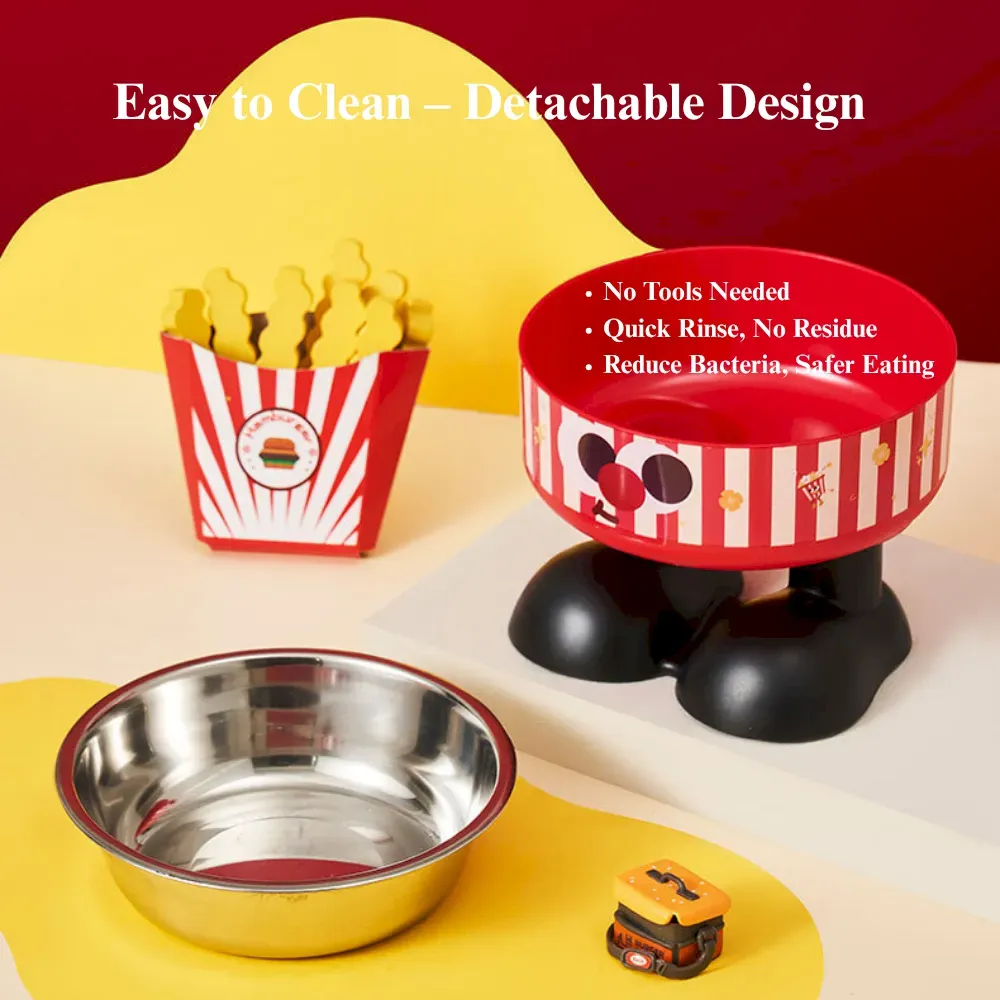 Elevated Anti Spill Pet Bowl with Detachable Stainless Steel Insert