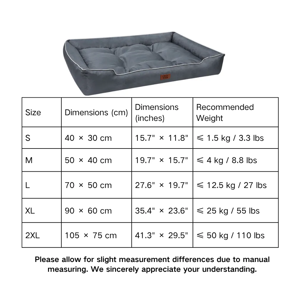 rectangle dog bed size rectangle dog bed size