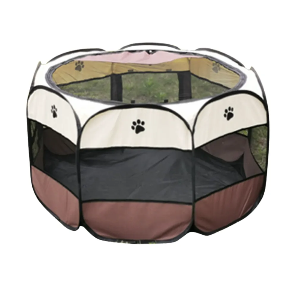 Foldable Dog Playpen Brown Foldable Dog Playpen Brown