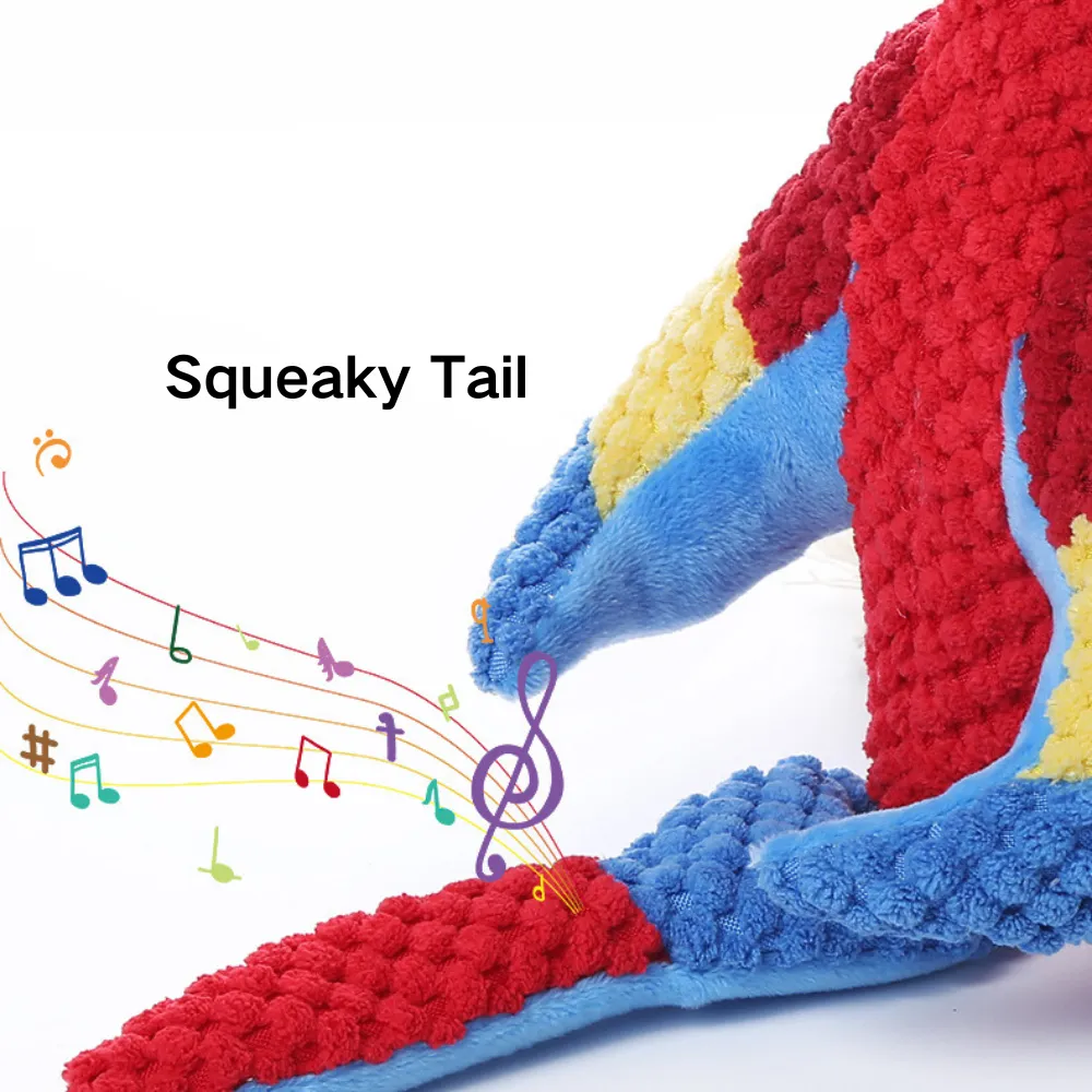 Chew Resistant Plush Parrot Dog Toy Tail