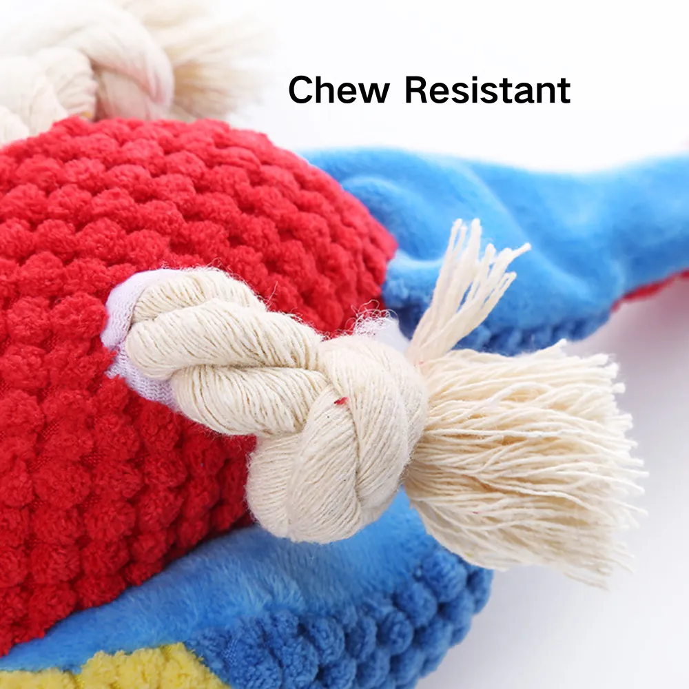Chew Resistant Plush Parrot Dog Toy Knot