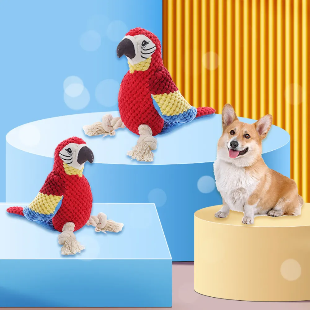 Chew Resistant Plush Parrot Dog Toy
