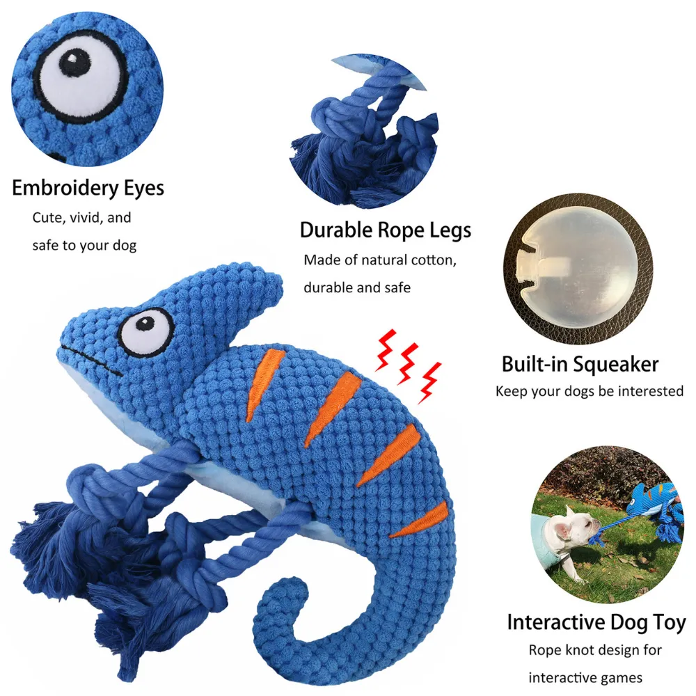 Chameleon Interactive Durable Squeaky Dog Toy_1