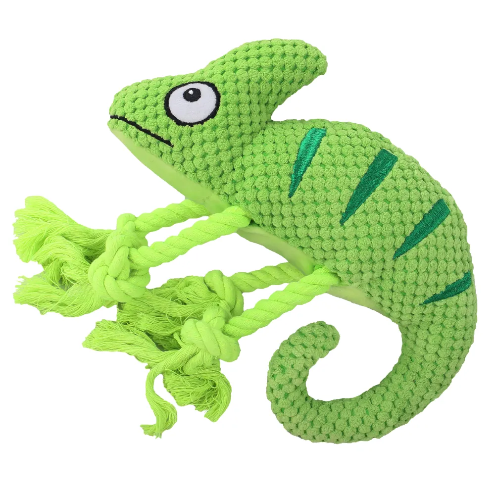 Chameleon Interactive Durable Squeaky Dog Toy Green