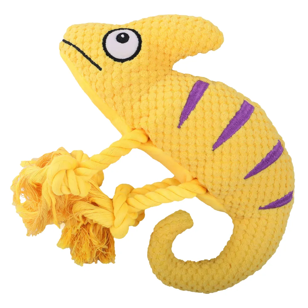  Yellow Chameleon Interactive Durable Squeaky Dog Toy