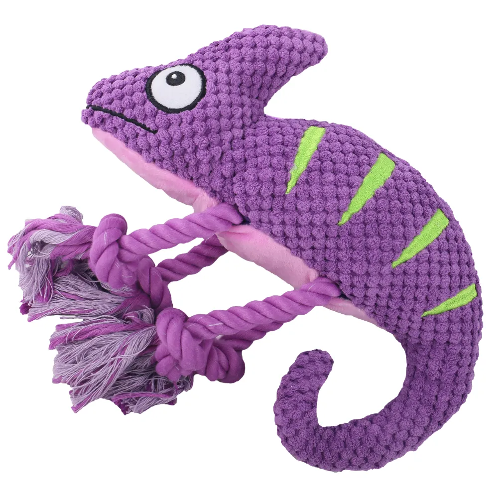  Purple Chameleon Interactive Durable Squeaky Dog Toy