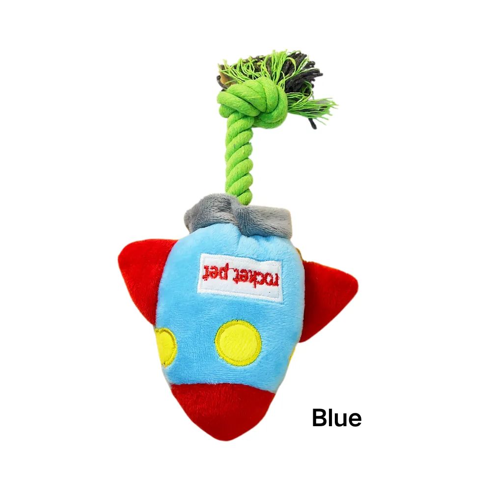 Rocket Rope Plush Dog Toy Blue