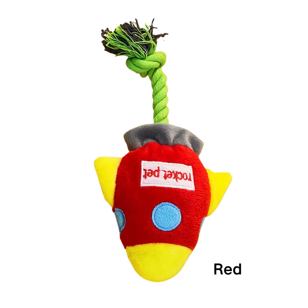 Rocket Rope Plush Dog Toy Red