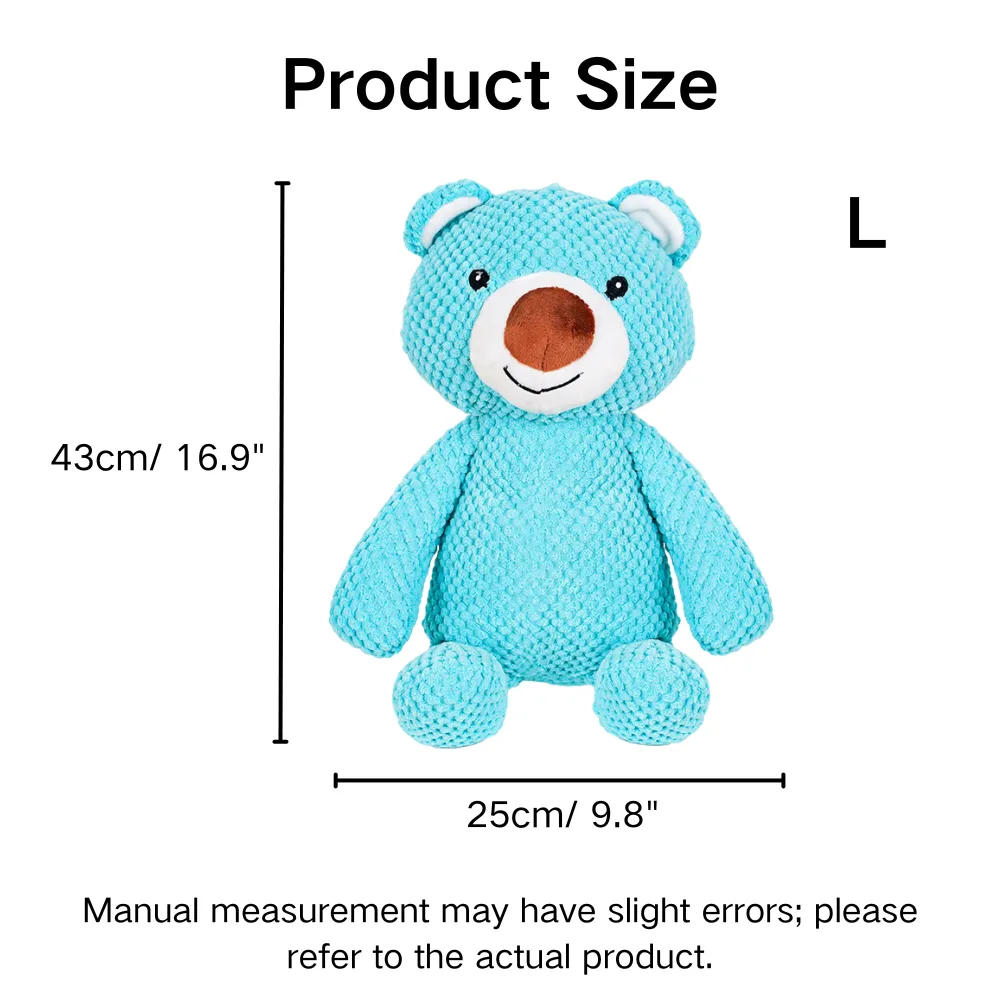 Squeaky Blue Bear Plush Dog Toy L