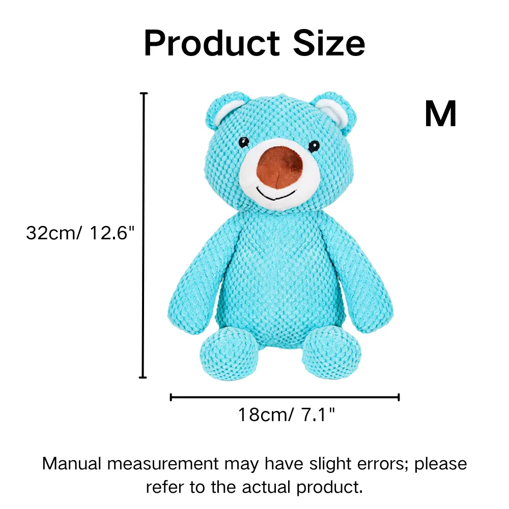 Squeaky Blue Bear Plush Dog Toy M
